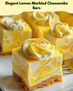 elegant lemon marbled cheesecake bars