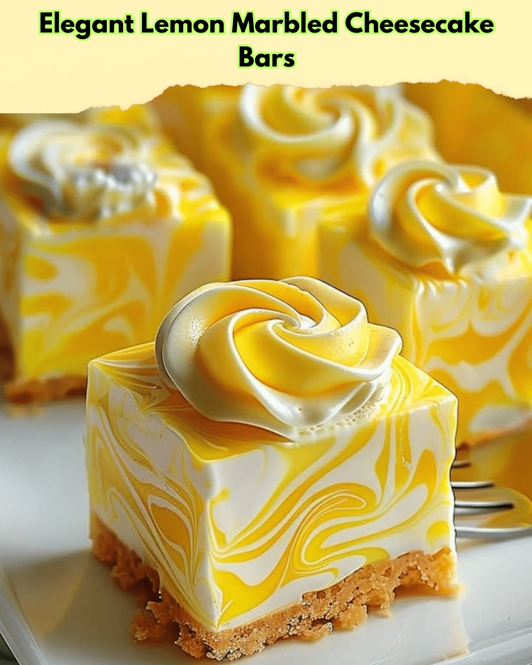 elegant lemon marbled cheesecake bars
