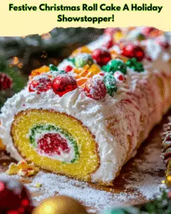 festive christmas roll cake