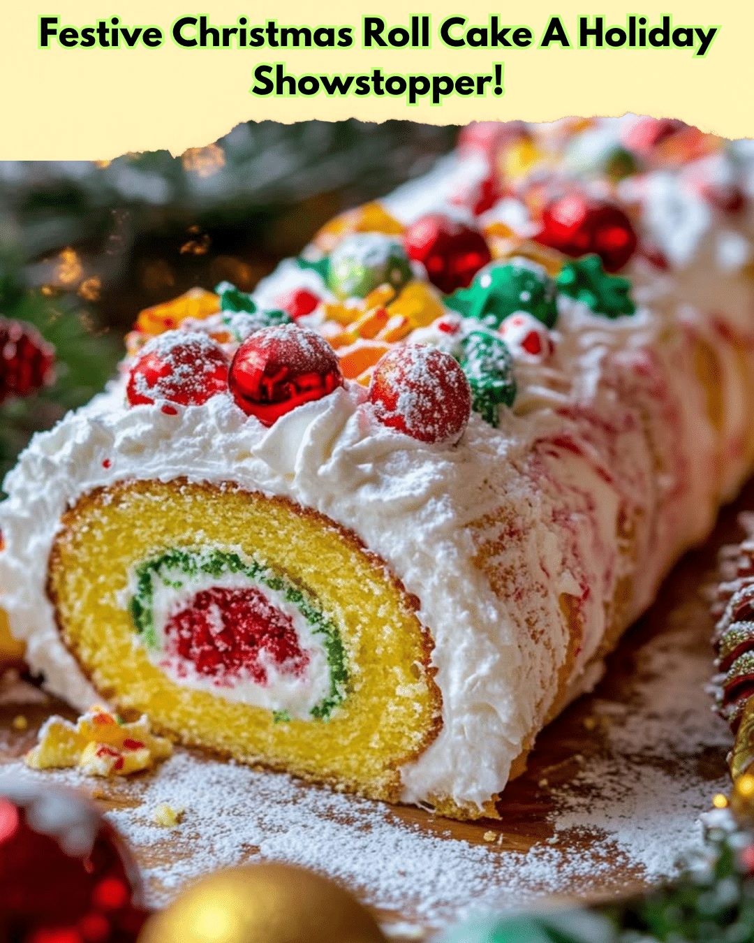 festive christmas roll cake