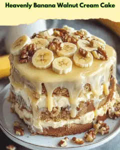 heavenly banana walnut cream cake
