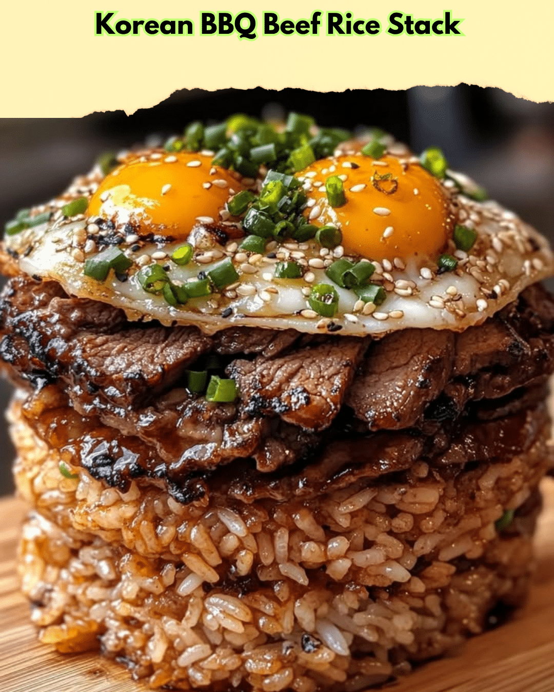 korean bbq beef rice stack