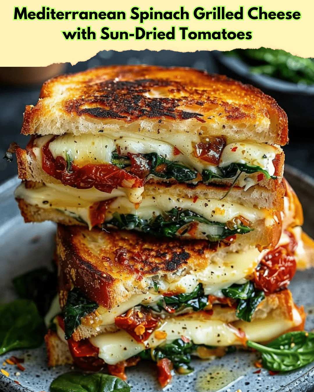 mediterranean spinach grilled cheese