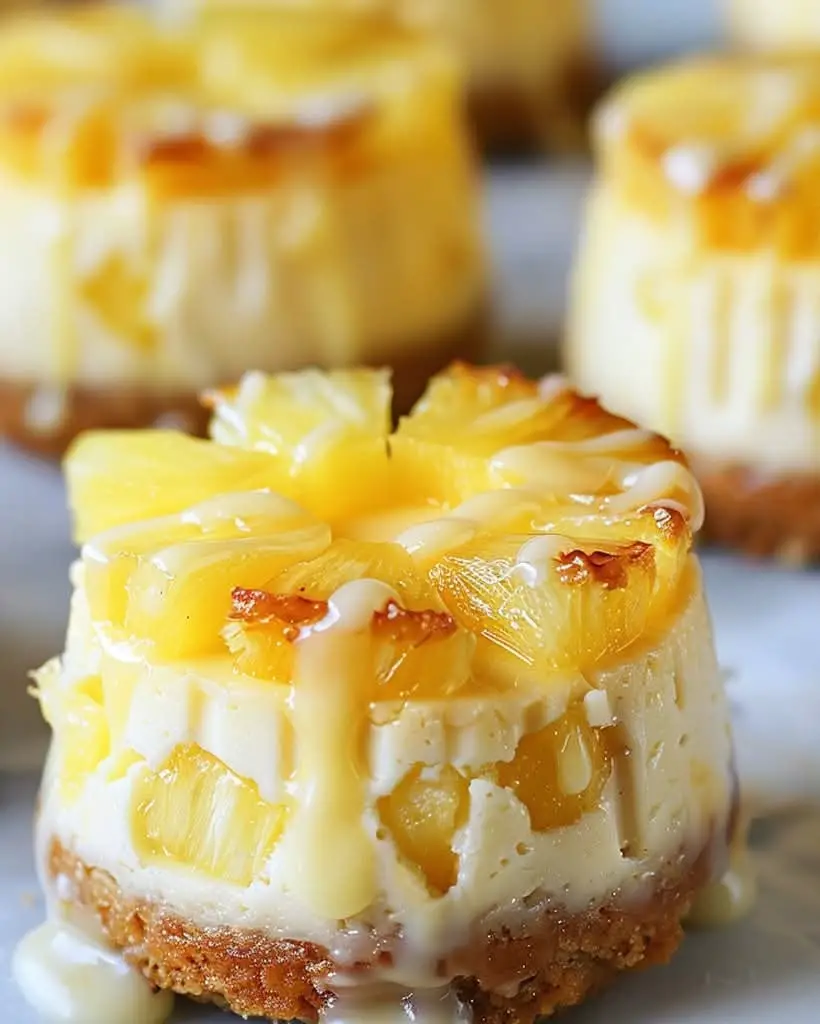 mini pineapple upside down cheesecakes