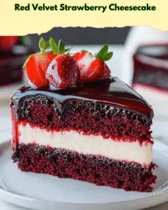 red velvet strawberry cheesecake