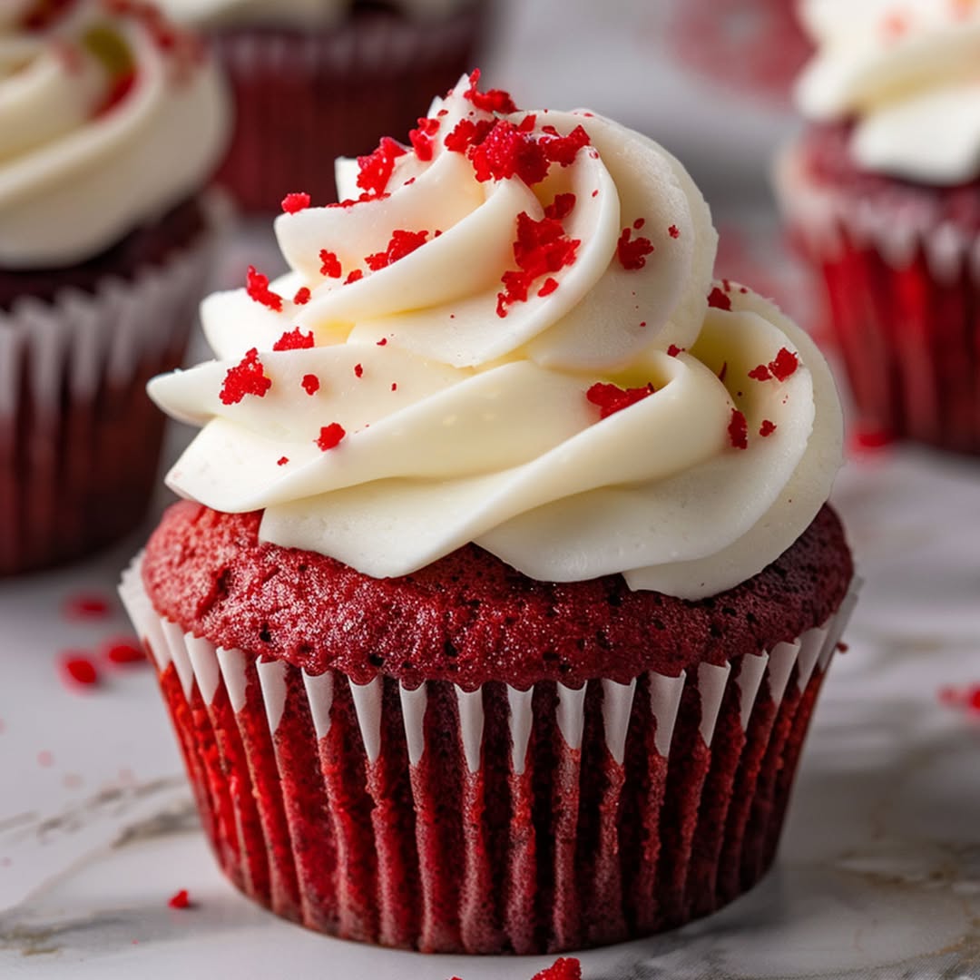 rich fluffy red velvet cupcakes