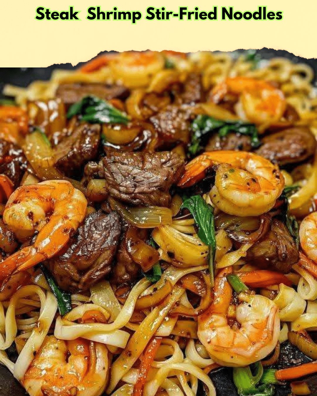 steak shrimp stir fried noodles