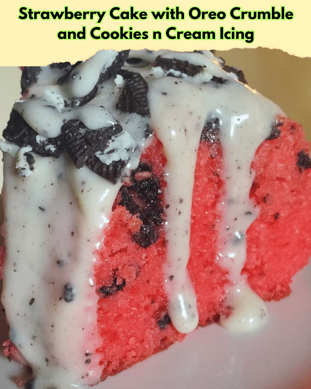 strawberry cake oreo crumble icing