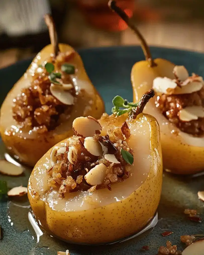 stuffed pears almond ginger filling