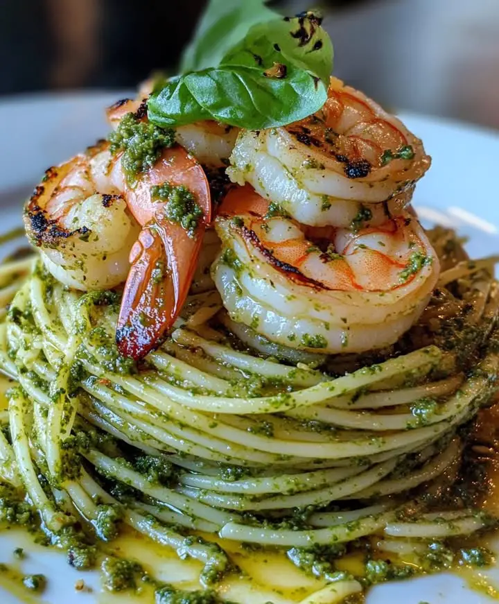 best pesto pasta grilled shrimp