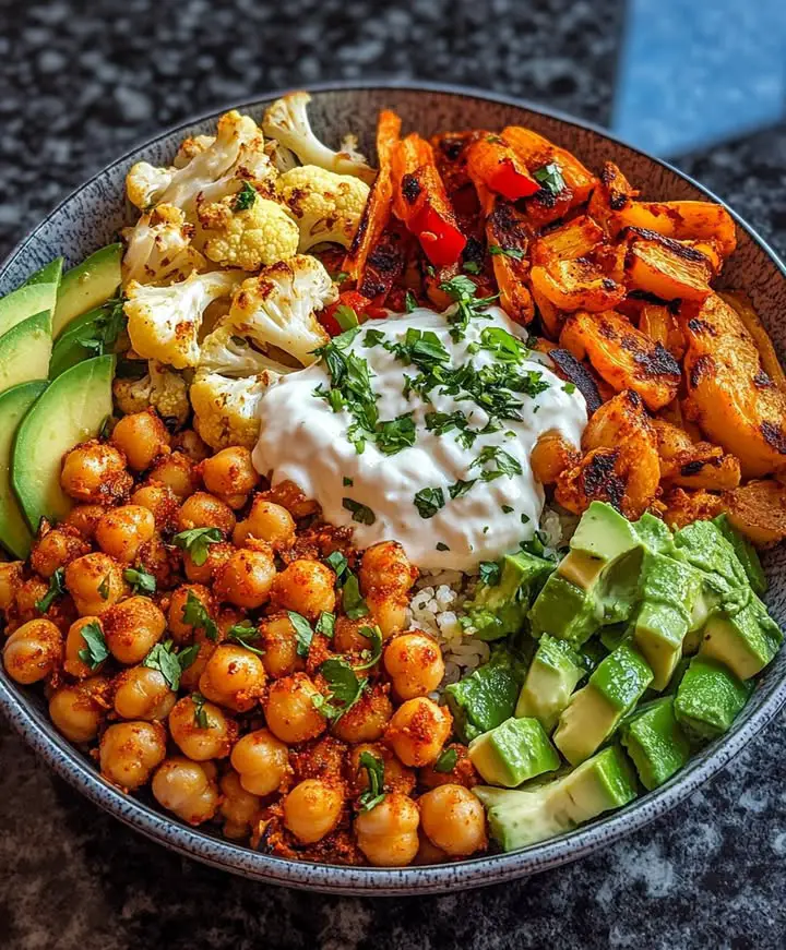 best spicy chickpea cauliflower bowl
