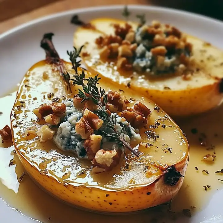 best warm baked pears blue cheese