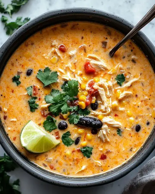 creamy chicken poblano bean soup