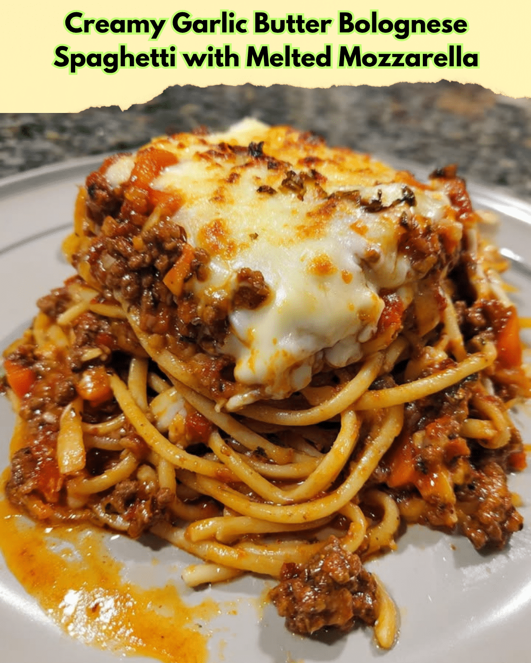 creamy garlic butter bolognese spaghetti
