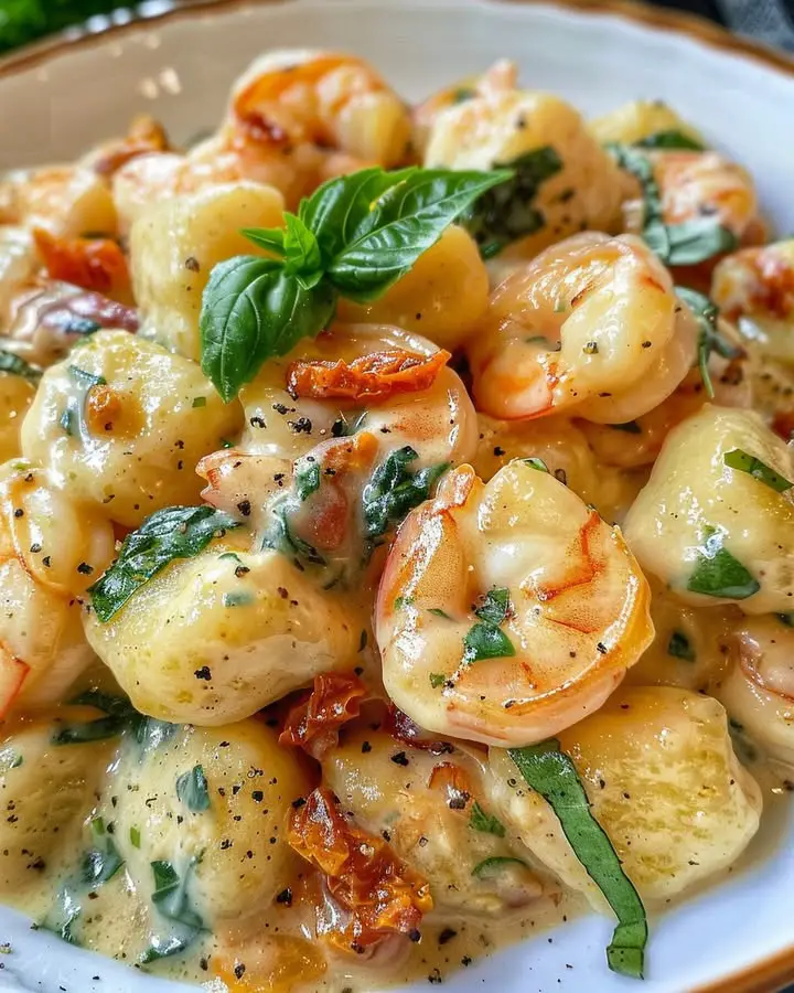 easy creamy gnocchi shrimp tomatoes