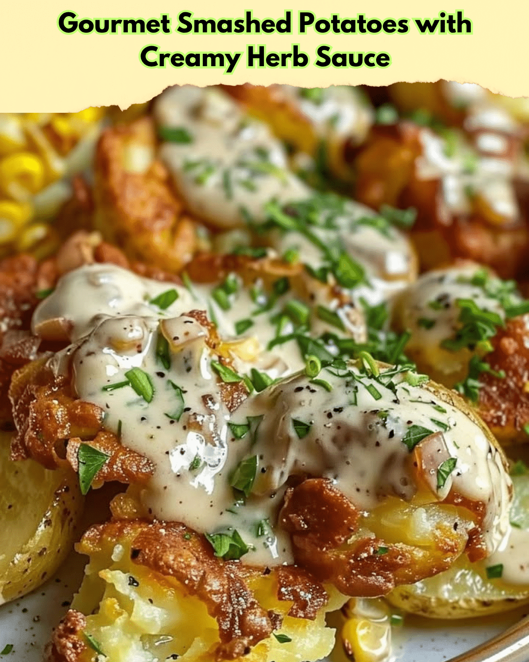 gourmet smashed potatoes herb sauce