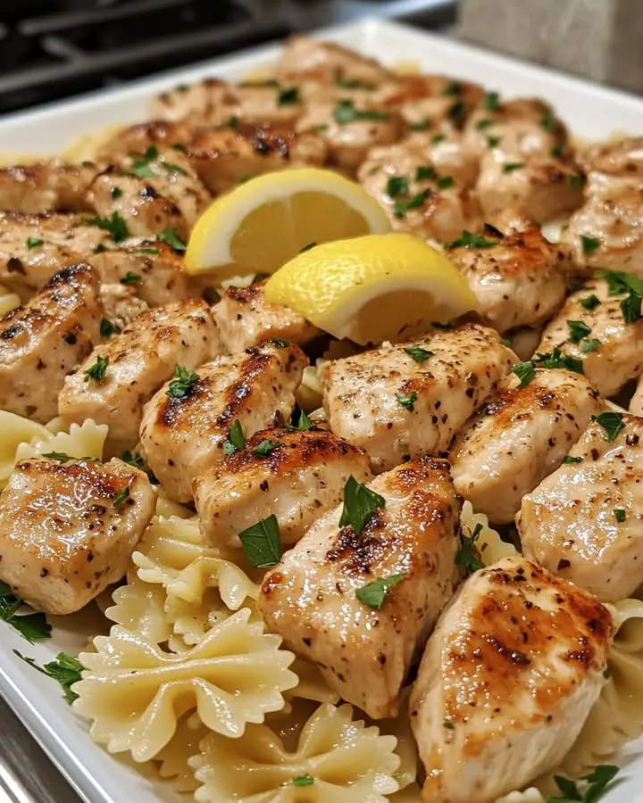 lemon garlic chicken bites pasta