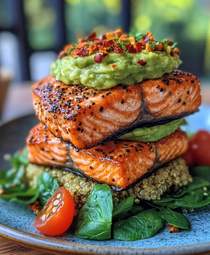 perfect grilled salmon quinoa avocado