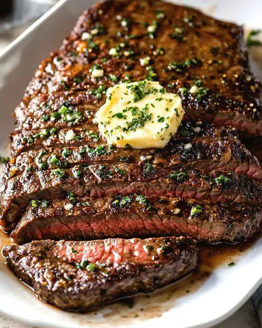 perfect london broil herb butter