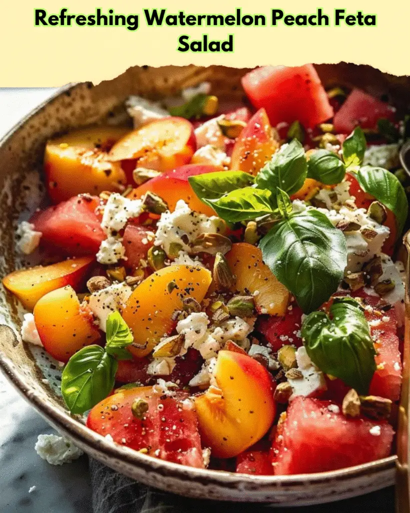 refreshing watermelon peach feta salad