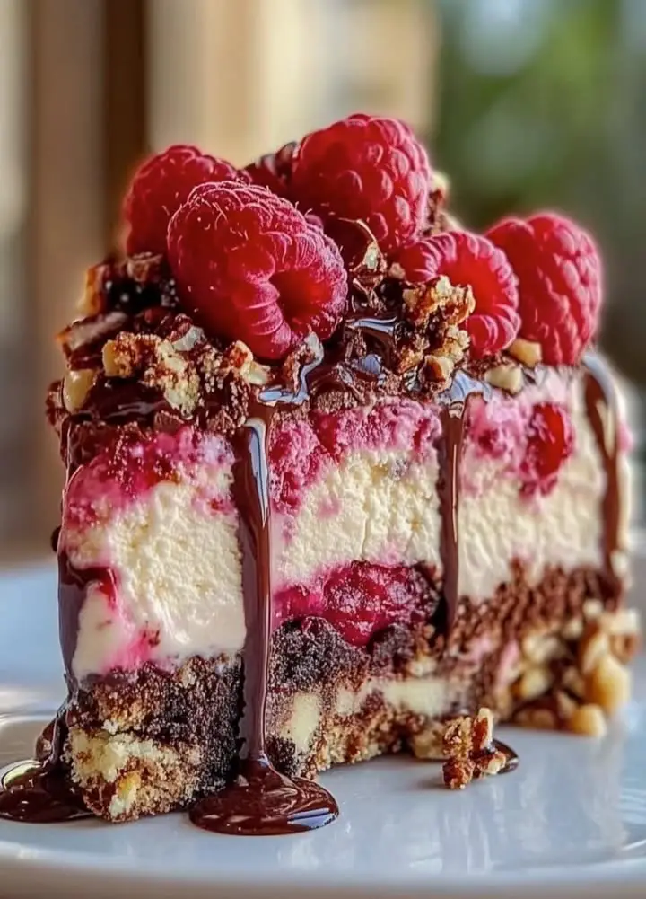 ultimate chocolate raspberry cheesecake cake
