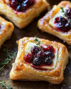 cranberry brie puff pastry bites