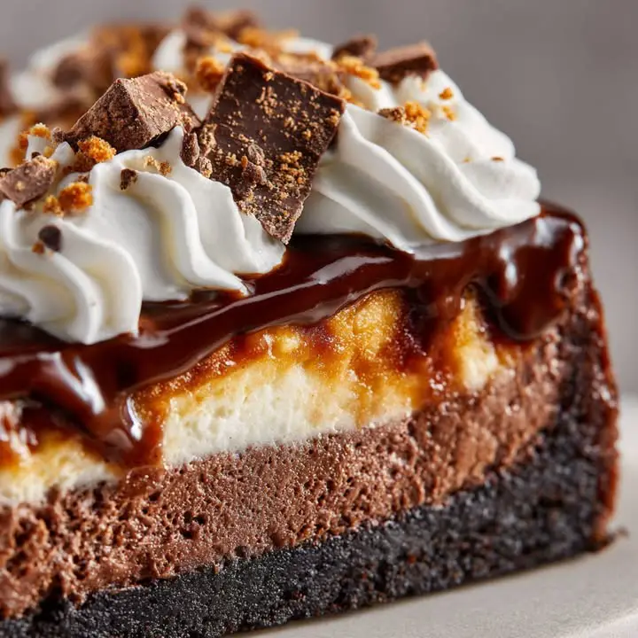 decadent hot fudge brownie cheesecake