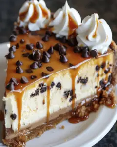 easy salted caramel chocolate chip cheesecake