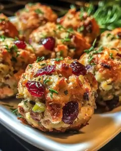 festive cranberry turkey stuffing balls