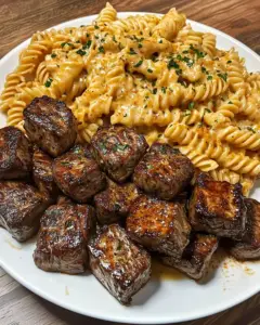 garlic butter steak bites cajun alfredo