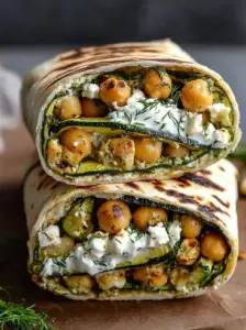 grilled zucchini feta chickpea wrap