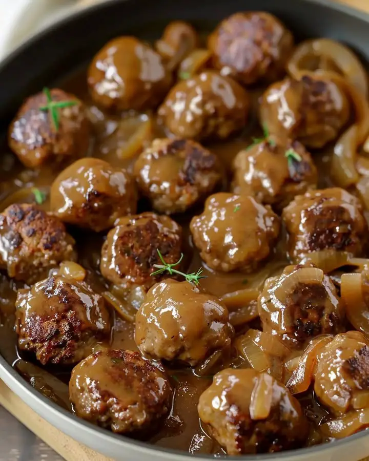 meatballs in savory onion gravy