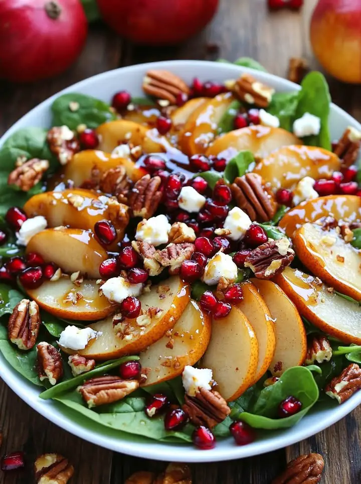 pear pomegranate spinach salad