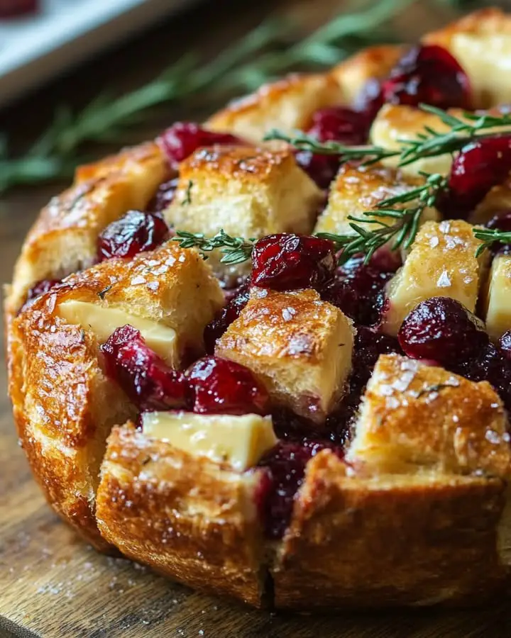 pull apart sourdough brie cranberry bread