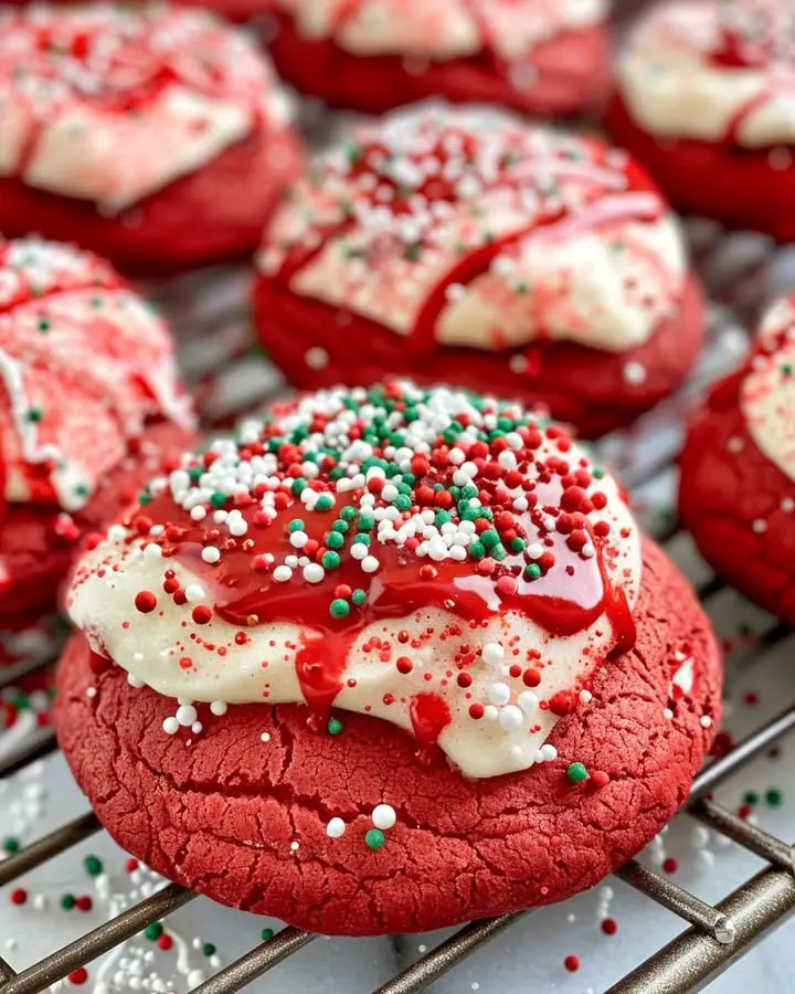 red velvet sugar christmas cookie