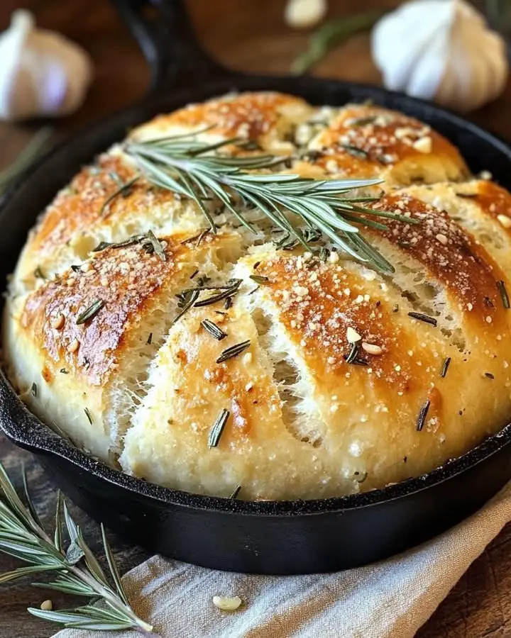 rustic garlic rosemary skillet bread