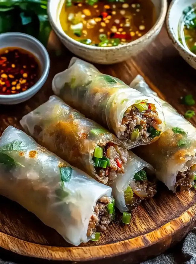 thai basil beef rolls