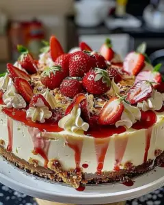 white chocolate strawberry cheesecake